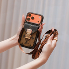 Étui pour iPhone avec poche pour cartes en cuir d'inspiration luxe