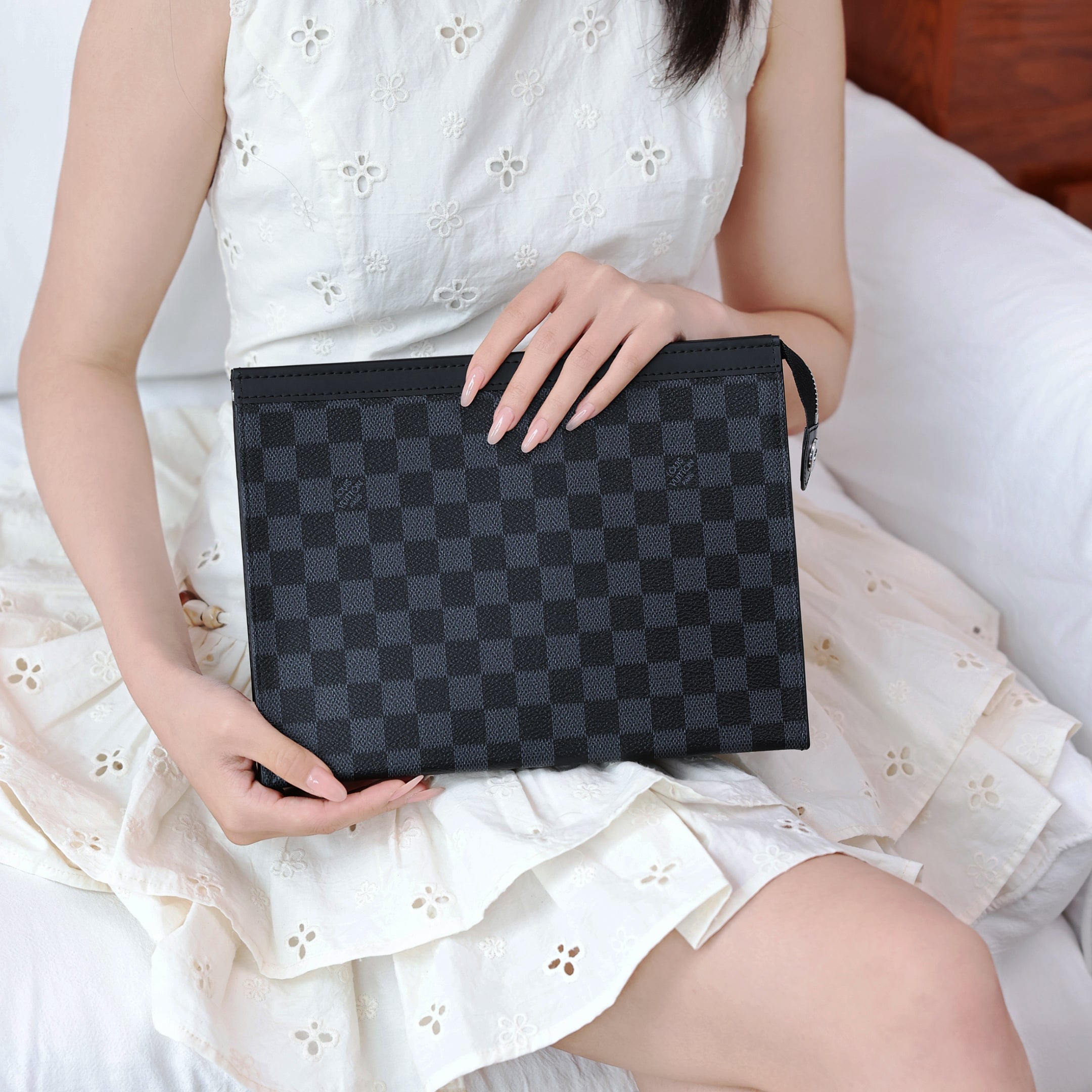 Vintage Check Leather Clutch