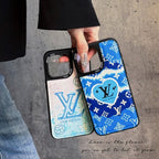 Coque iPhone de luxe en cuir bleu
