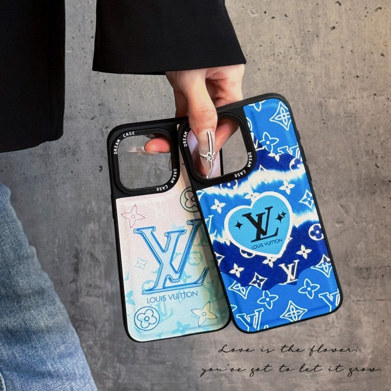 Coque iPhone de luxe en cuir bleu