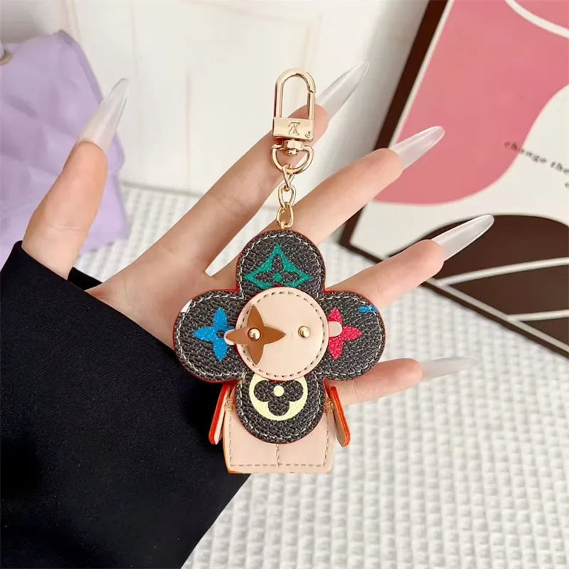 Flower Leather Bag Charm | Cute Keychain & Handbag Accessory