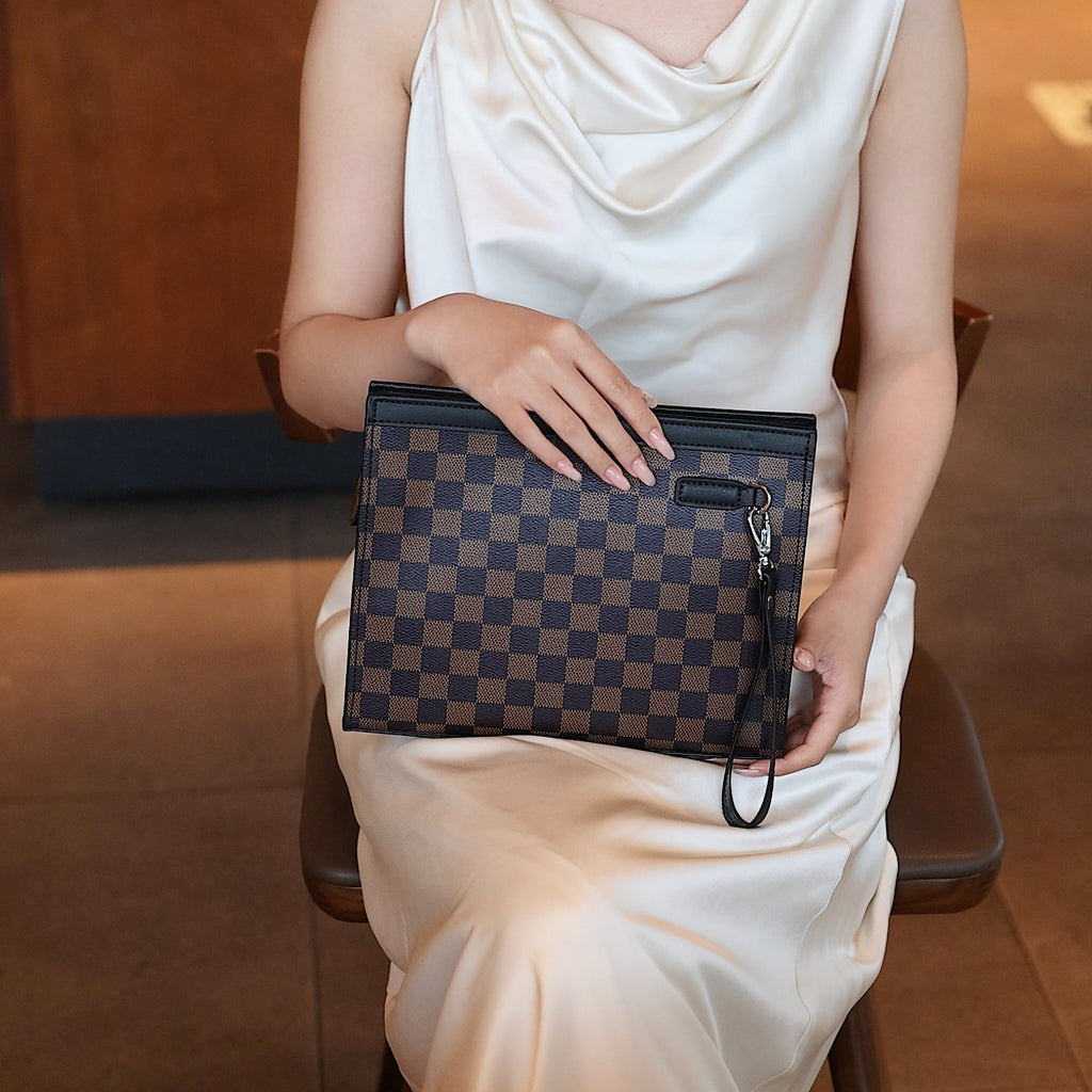 Vintage Check Leather Clutch