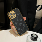 Πολυτελής Κλασική θήκη iPhone με μονόγραμμα με ηλεκτρολυμένες χρυσές άκρες