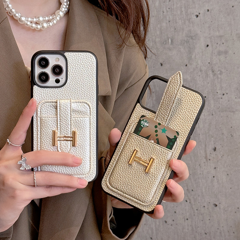 H 卡包皮革 iPhone 保護殼