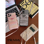 Luxusní Weave Card Bag Crossbody pouzdro na iPhone