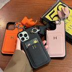 H 卡包皮革吊墜 iPhone 保護殼