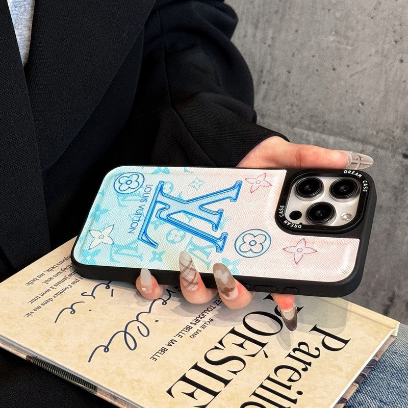 Coque iPhone de luxe en cuir bleu
