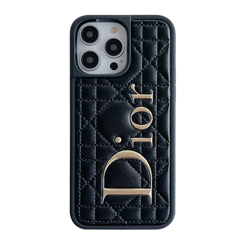 Fashion Gold Logo Läderfodral för iPhone