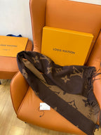 Brown tone full print texture knitted scarf, retro style gift box shawl