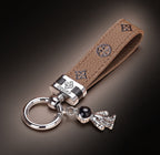 Genuine Leather Luxury Car Astronaut Keychain