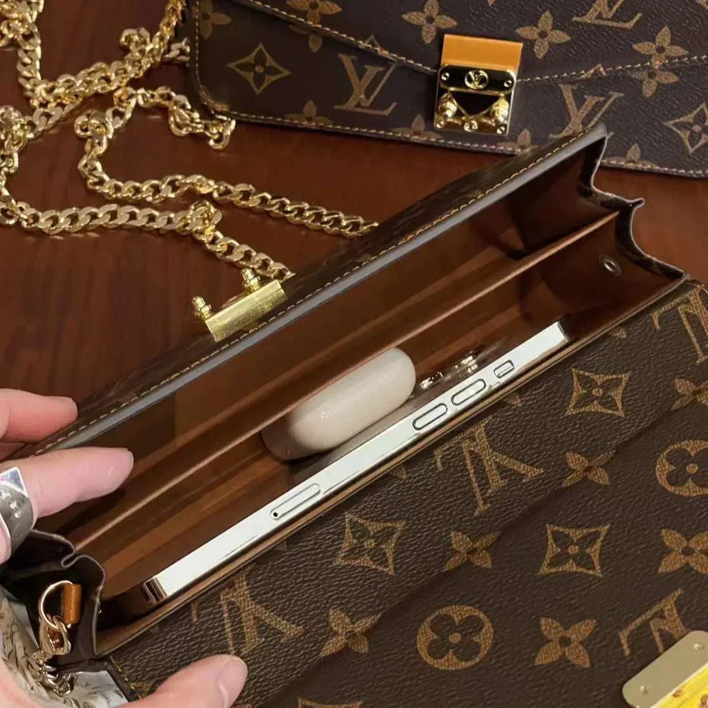 Monogram Canvas Bag Hand Held Crossbody Chain Mobile Phone