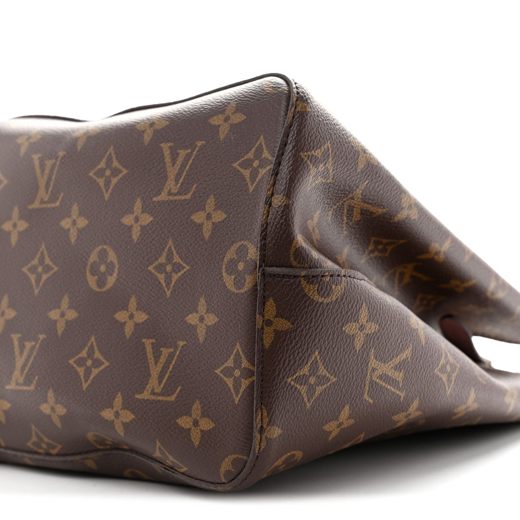 Classic Printed Canvas Bucket Bag with Soft Pink Leather Details