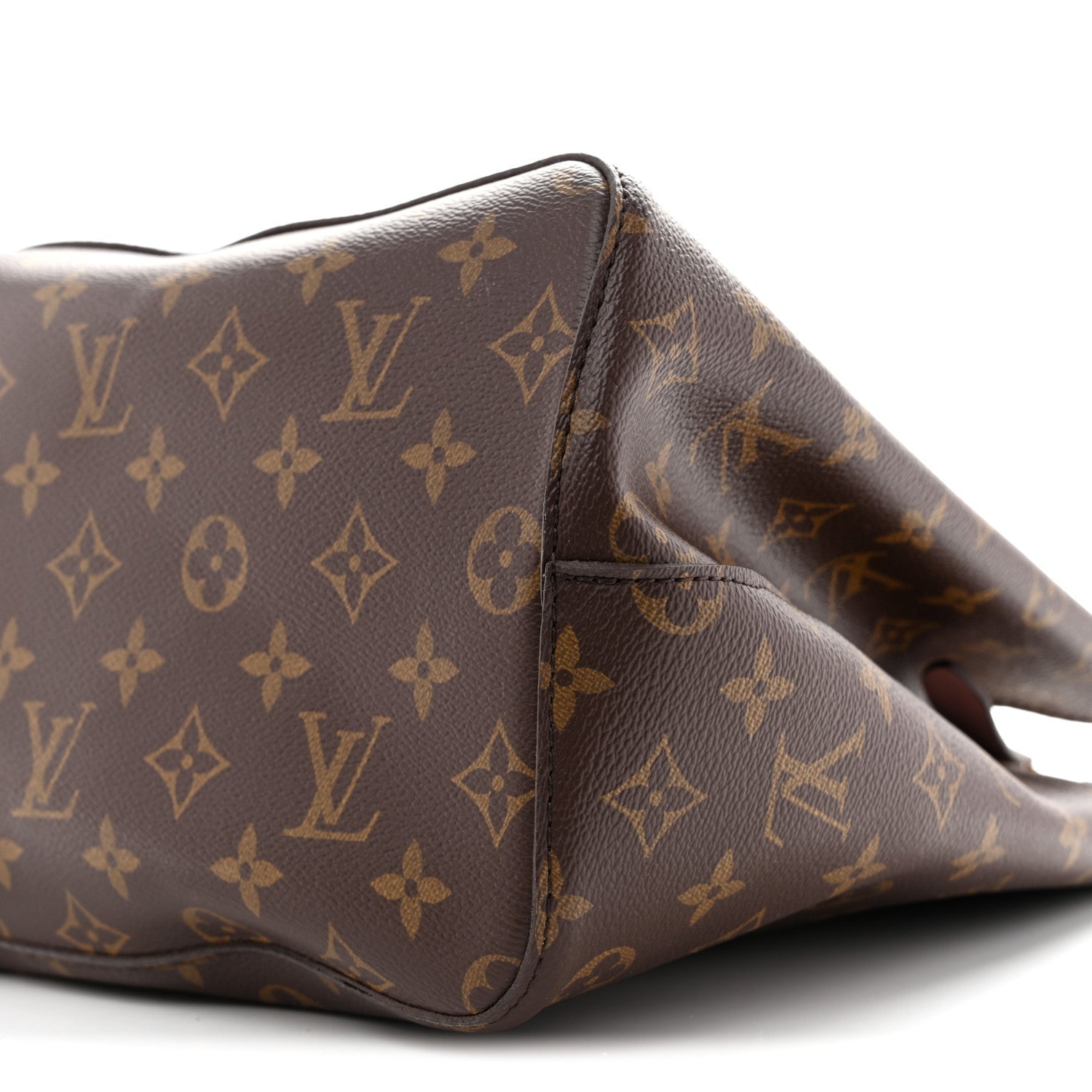 Classic Printed Canvas Bucket Bag with Soft Pink Leather Details
