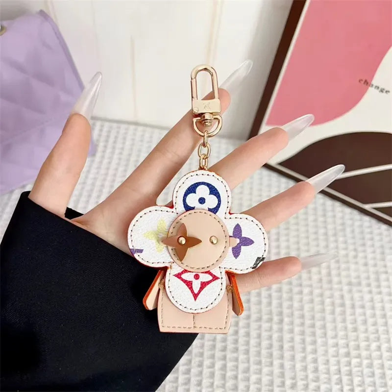 Flower Leather Bag Charm | Cute Keychain & Handbag Accessory