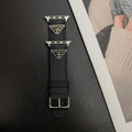 Curea Apple Watch din piele cu etichetă cu monogramă dublu triunghi