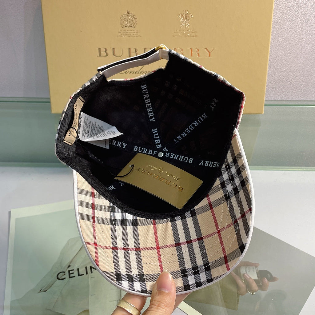 Luxury Baseball Cap Classic Check Embroidered