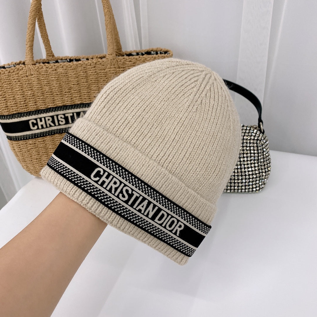 Vintage Oblique Wool Knit Beanie | Luxury Designer Winter Hat