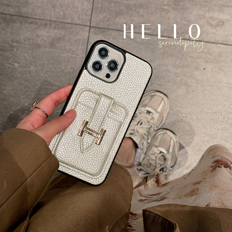 H 卡包皮革 iPhone 保護殼
