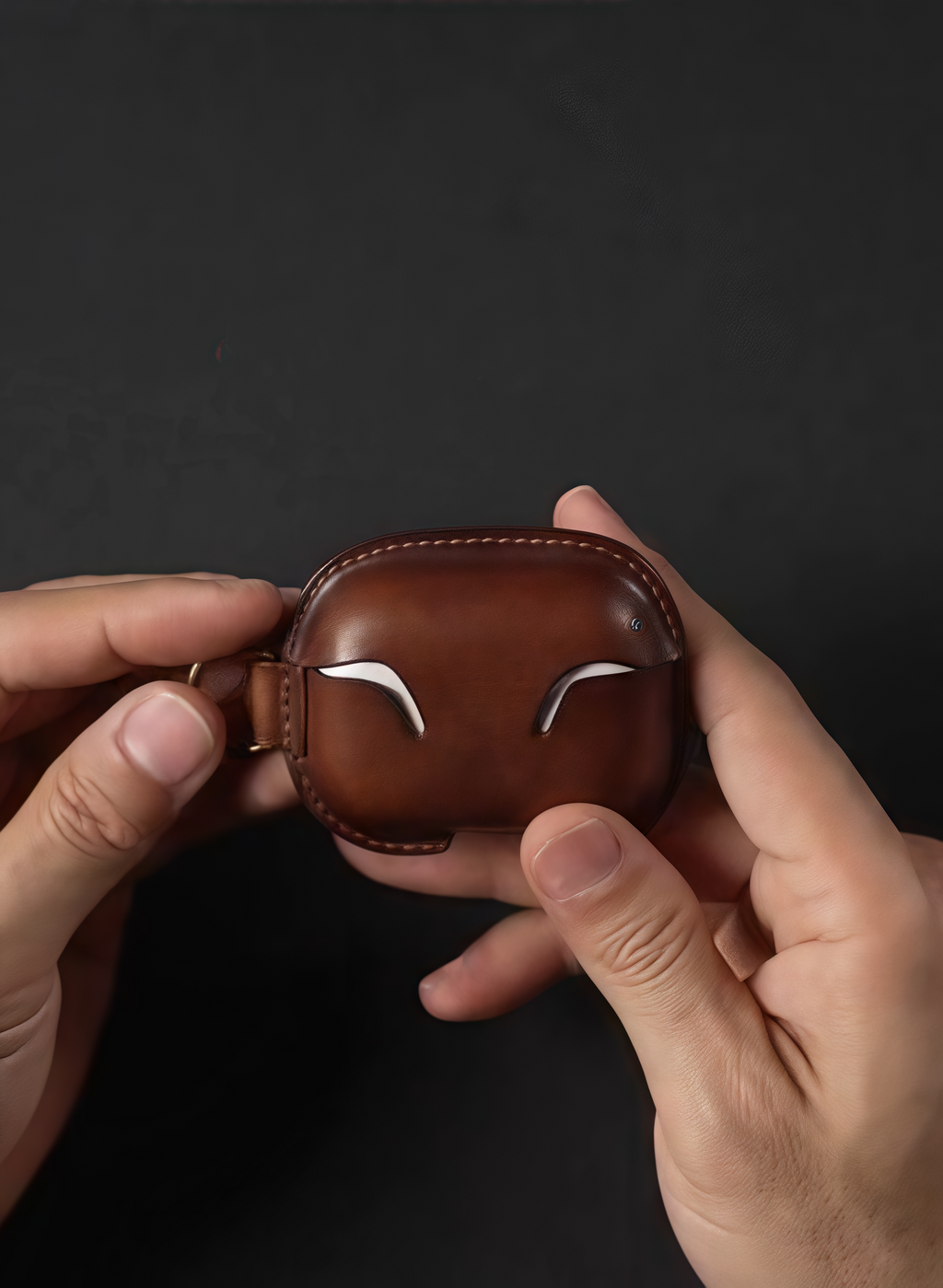 Custodia per AirPods in vera pelle premium con cordino in pelle gratuito