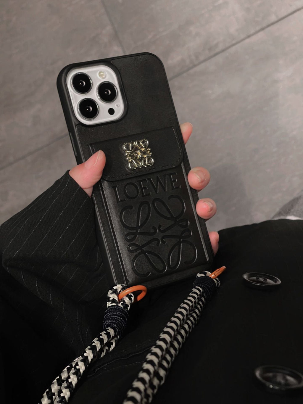 Loe kaarthouder leren iPhone-hoesje