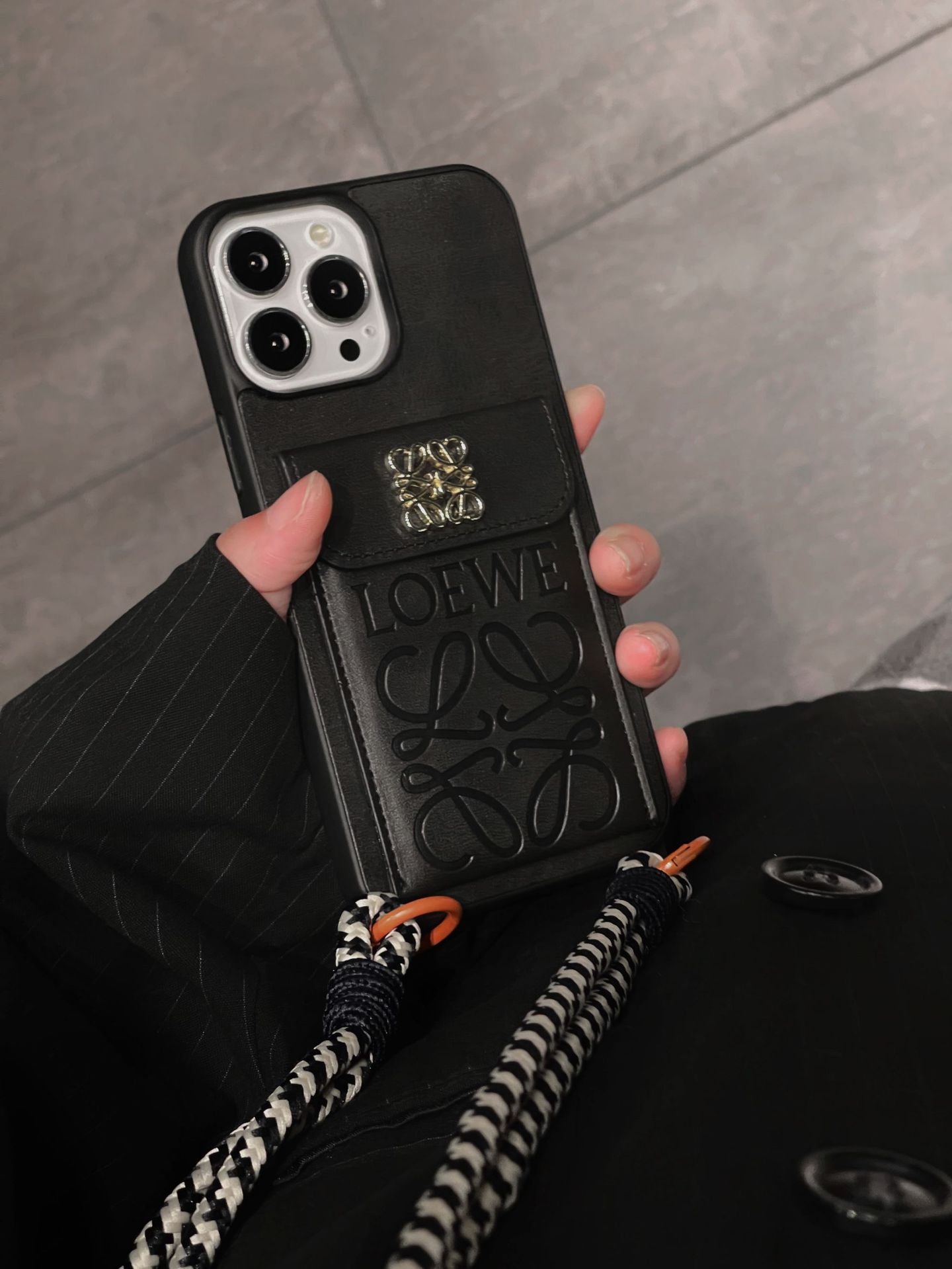 Loe kaarthouder leren iPhone-hoesje
