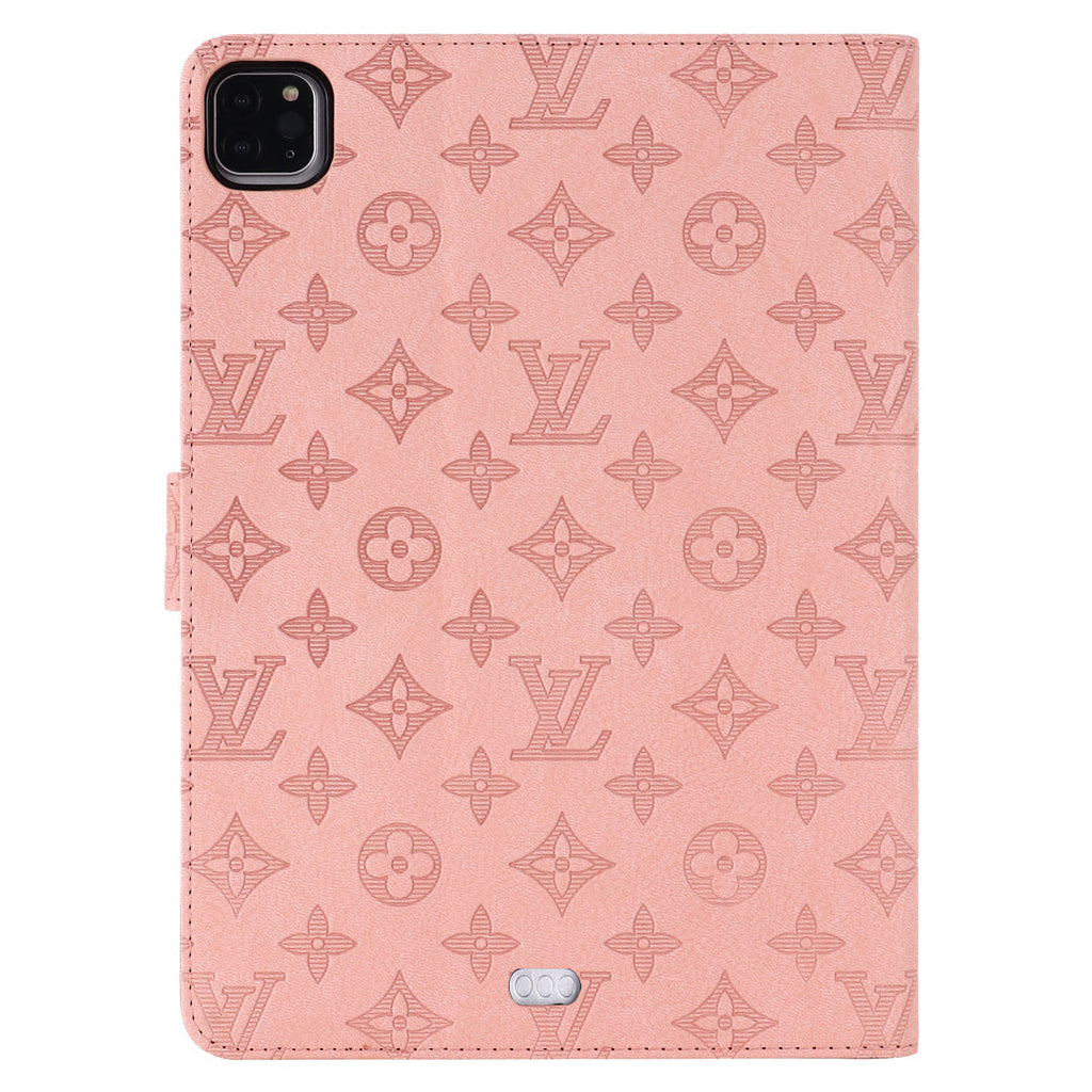 3D dombornyomott vászon monogram tok Apple iPad kihajtható fedél állvány funkcióval