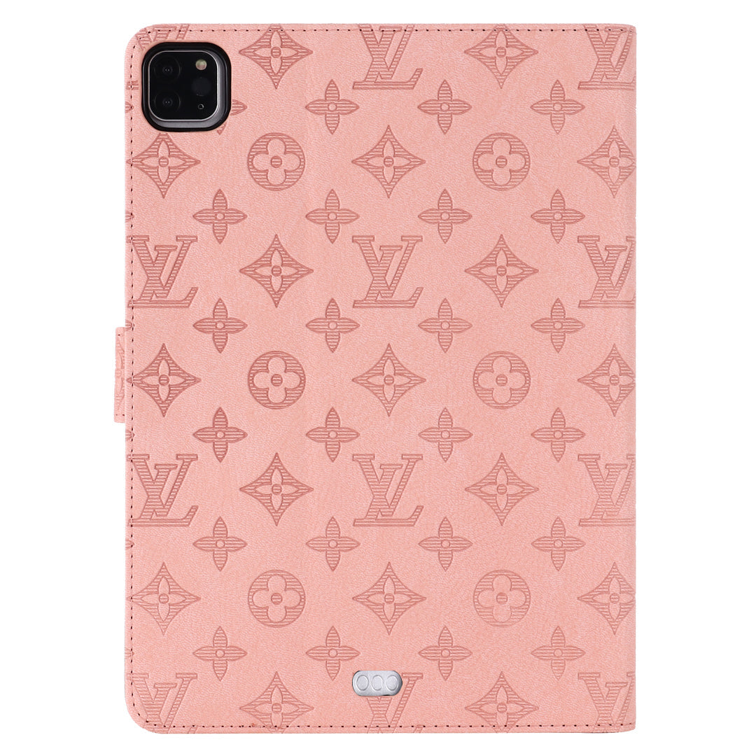 3D dombornyomott vászon monogram tok Apple iPad kihajtható fedél állvány funkcióval