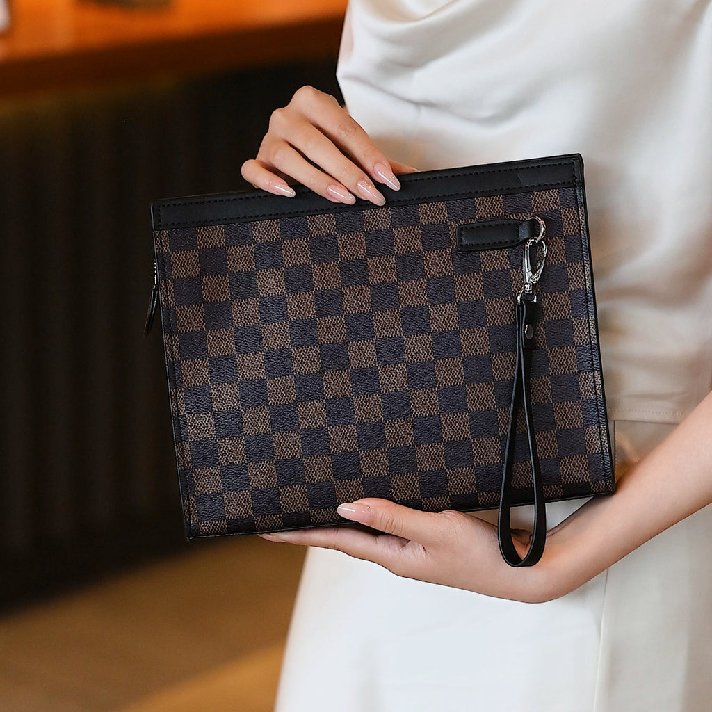 Vintage Check Leather Clutch