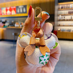 Llavero de lujo de Mickey – Cuero sintético & Colgante con pompón de pelo