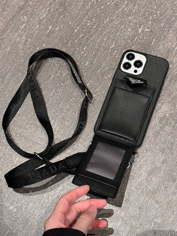 奢華斜背皮革 iPhone 手機殼