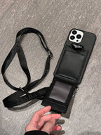 奢華斜背皮革 iPhone 手機殼
