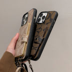 Klassische iPhone-Hülle mit Geldbörse und Riemen, Weiß – SZK240402