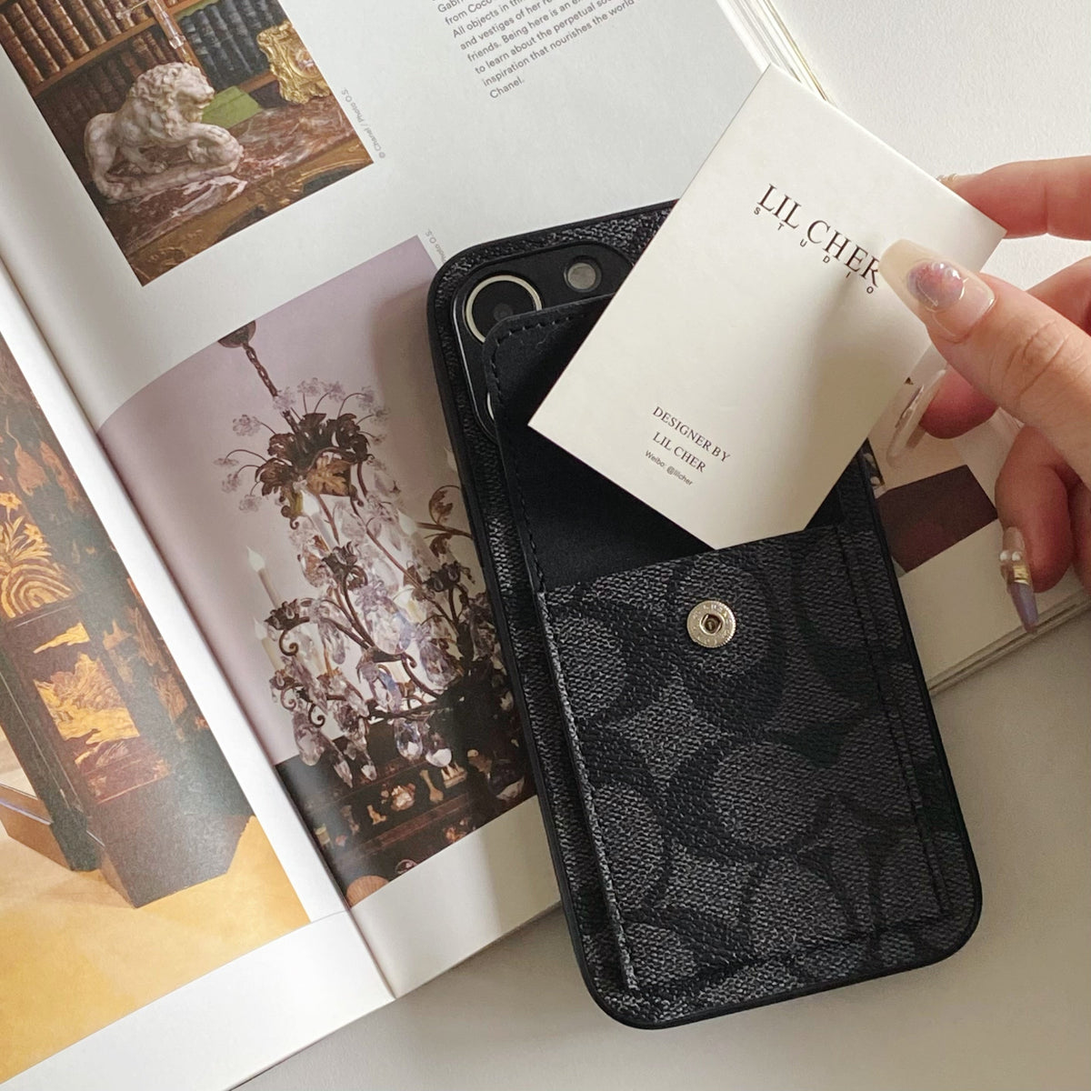 Κλασική θήκη iPhone με Wallet Black-HP240513