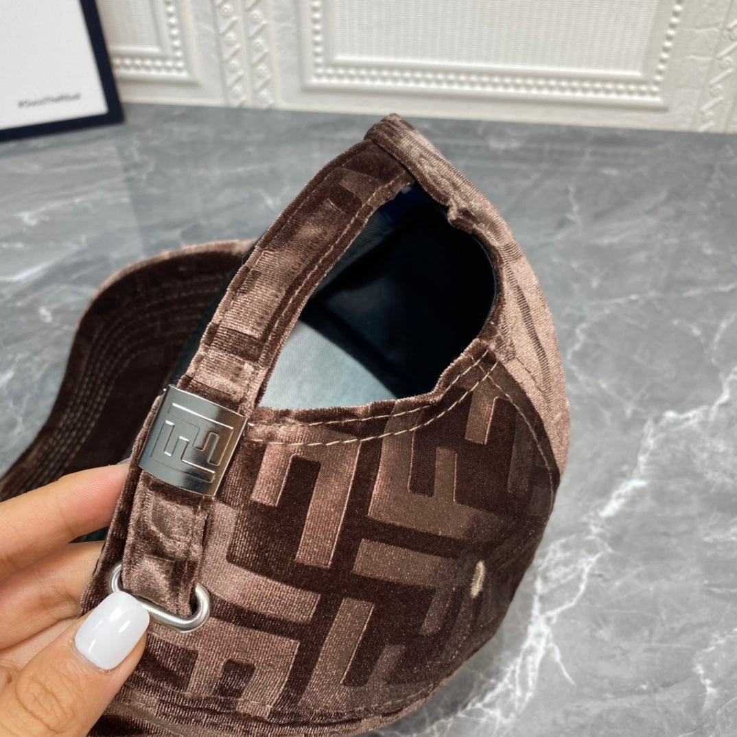 Luxury FF Gold Velvet Baseball Cap | Luxury Designer Adjustable Hat