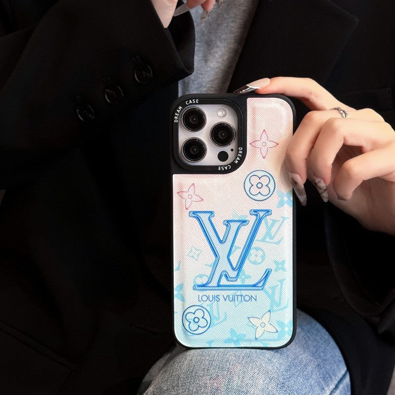 Coque iPhone de luxe en cuir bleu
