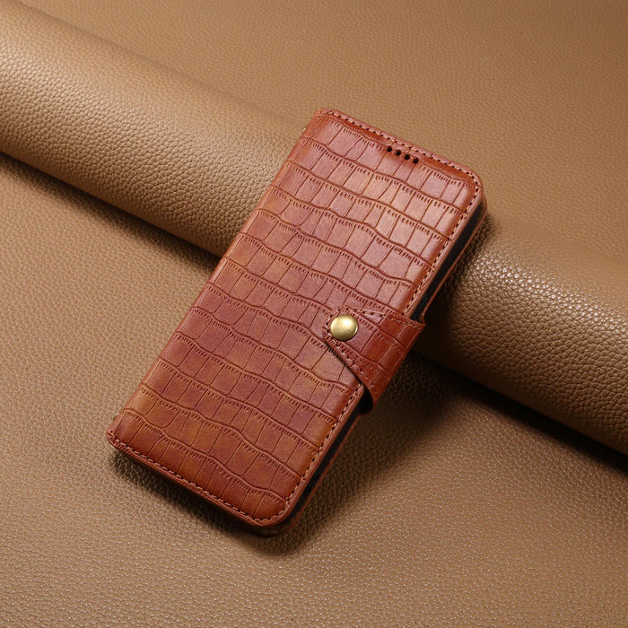Alligator Print iPhone tok pénztárcával és szíjjal