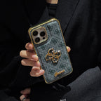 Gue 金色標誌皮革 iPhone 保護殼