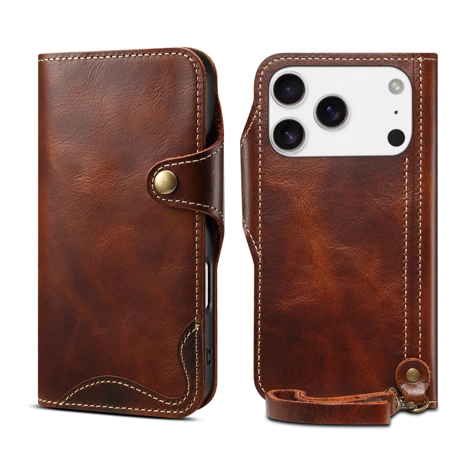 Genuine Leather Flip Case for iPhone