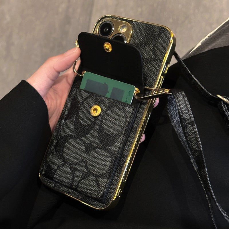 Classic Card Bag Leather Chain iPhone Case