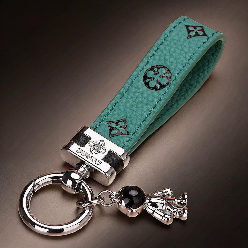 Genuine Leather Luxury Car Astronaut Keychain