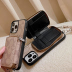 Coque iPhone classique avec portefeuille Café-LQB241412