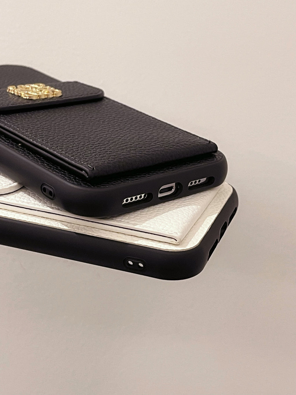 Étui de luxe pour iPhone avec porte-cartes Noir-QBK240603