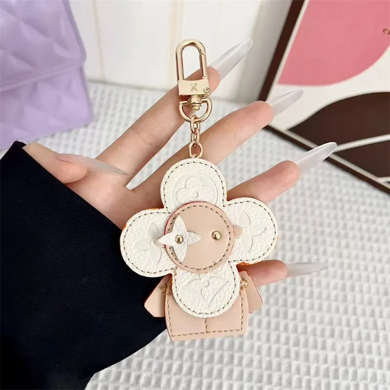 Flower Leather Bag Charm | Cute Keychain & Handbag Accessory