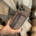 Vintage Monogram iPhone Case with Card Holder & Adjustable Strap