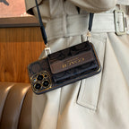 Vintage Monogram iPhone Case with Card Holder & Adjustable Strap