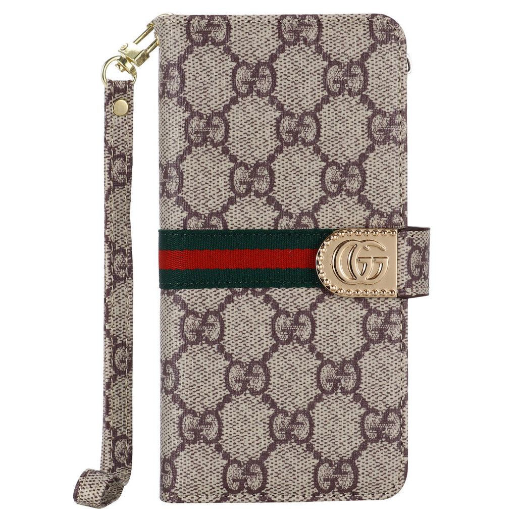 MONOGRAM CANVAS LEREN PORTEFEUILLE SAMSUNG MOBIEL TELEFOONHOESJE