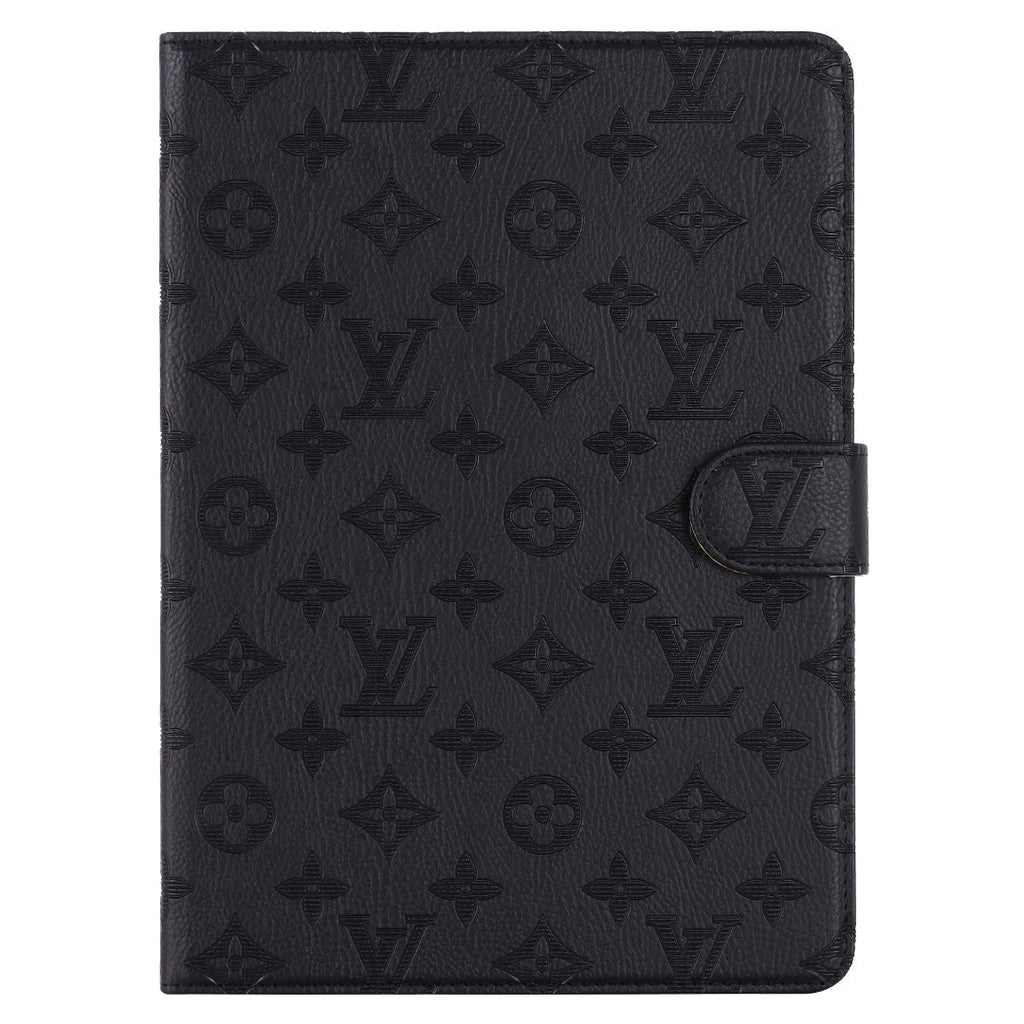 3D dombornyomott vászon monogram tok Apple iPad kihajtható fedél állvány funkcióval