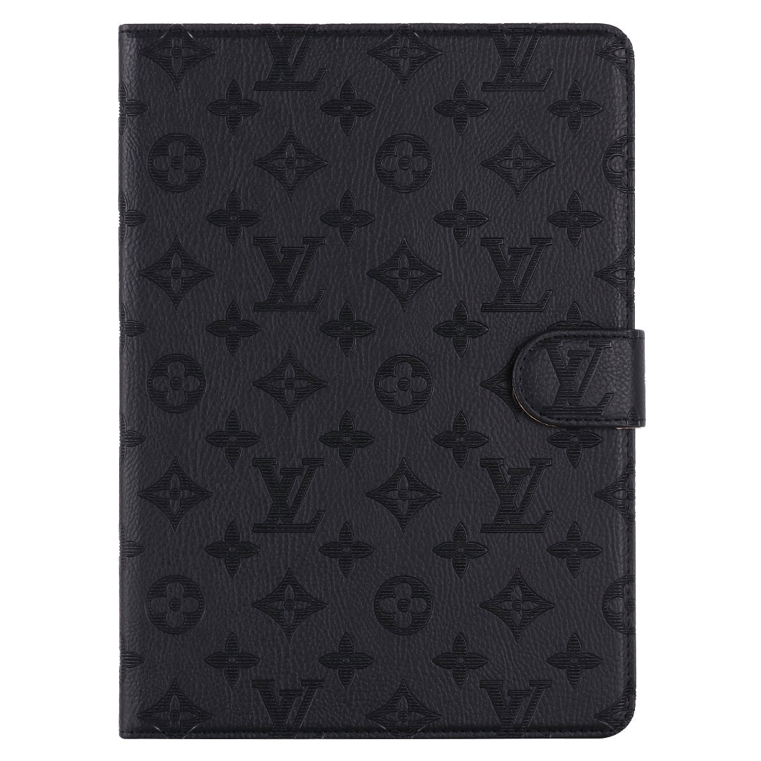 3D dombornyomott vászon monogram tok Apple iPad kihajtható fedél állvány funkcióval