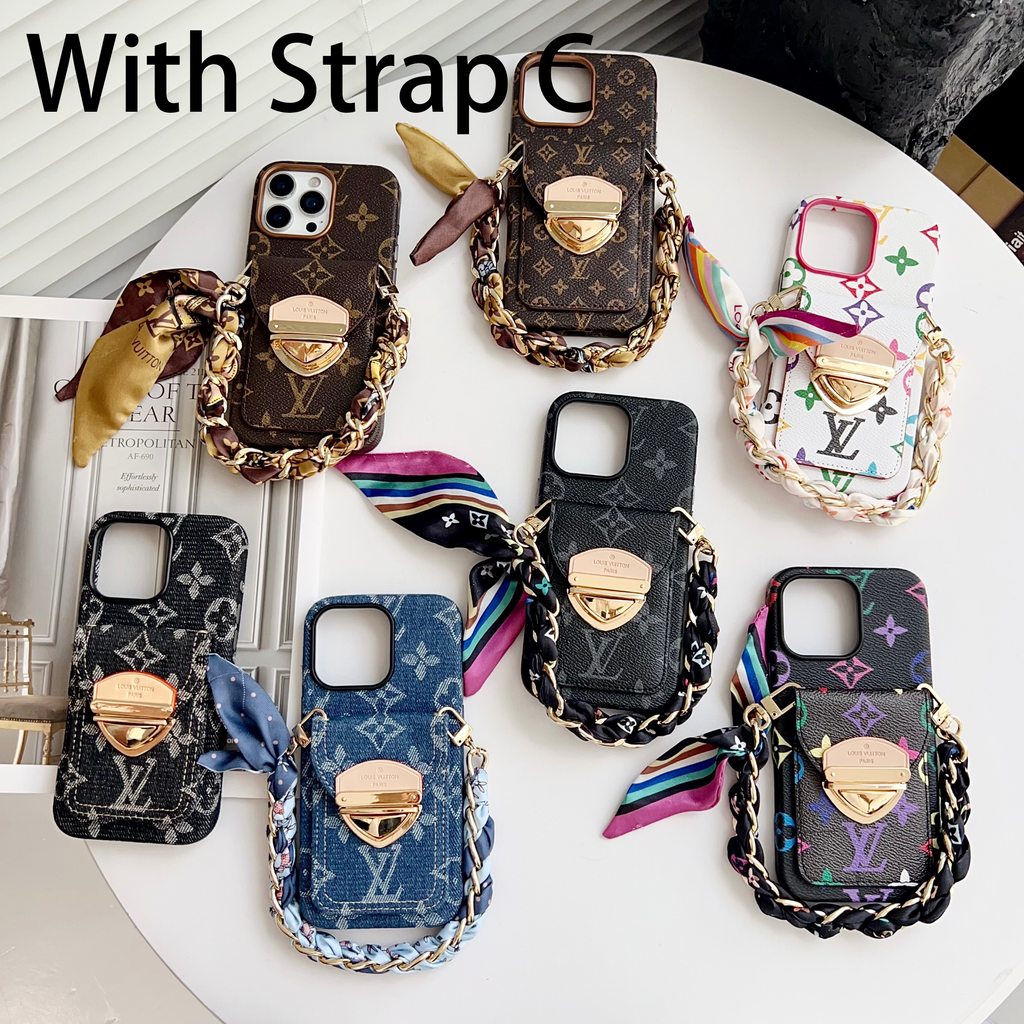 Luksusowe etui Crossbody na iPhone'a z kieszenią na kartę & Odpinany pasek