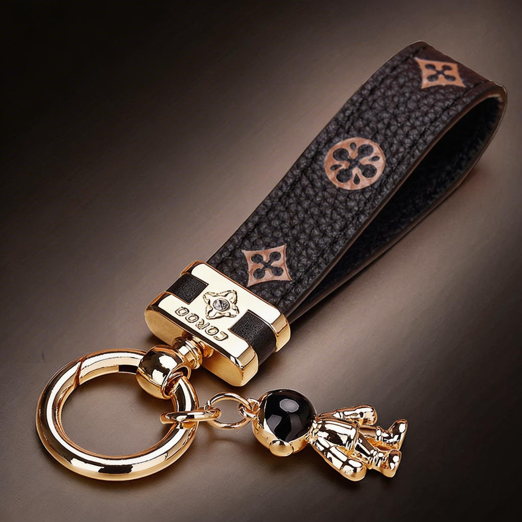 Genuine Leather Luxury Car Astronaut Keychain